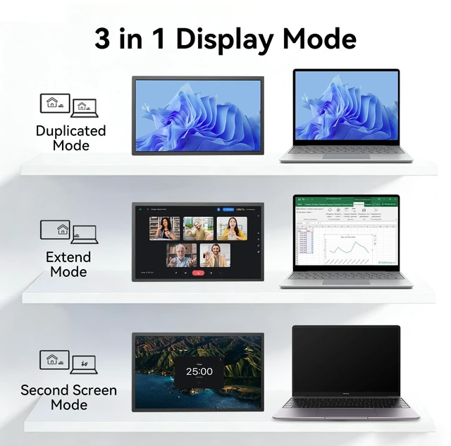 Alt view image 4 of 7 - 17.3 Inch Portable Monitor Suitable for Both Office and Home Use 1600×900 resolution, 16:9 widescreena portable monitor ideal for work, study, and travel