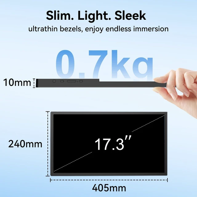 Alt view image 5 of 7 - 17.3 Inch Portable Monitor Suitable for Both Office and Home Use 1600×900 resolution, 16:9 widescreena portable monitor ideal for work, study, and travel