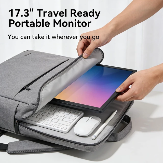 Alt view image 6 of 7 - 17.3 Inch Portable Monitor Suitable for Both Office and Home Use 1600×900 resolution, 16:9 widescreena portable monitor ideal for work, study, and travel