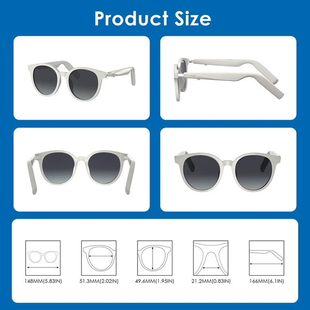 Alt view image 6 of 7 - AI Glasses for Men & Women, Low Bridge Fit, Smart Sunglasses Powered by ChatGPT with 74-Language Translation, Bluetooth 5.4, 11H Music/9H Call, UV400 & Polarized Lenses for Travel & Daily Use