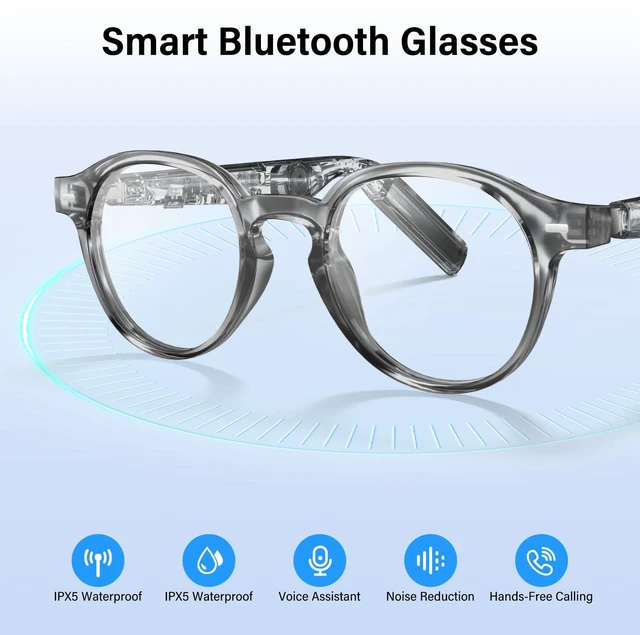 Alt view image 6 of 7 - AI Smart Glasses, Real-Time Translation, Bluetooth Translation Glasses AI Sunglasses for Women Men, Real Time Translation, Bluetooth Open Earbuds, 11H Playtime, UV Protection, IPX4 Waterproof