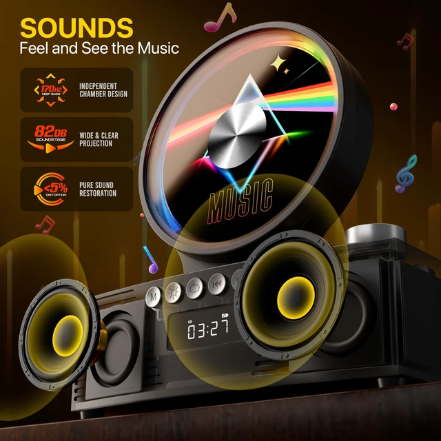 Alt view image 5 of 7 - Portable CD Player with Bluetooth, Rechargeable & Hi-Fi Speakers Bluetooth TX & RX, 4000mAh rechargeable battery, retro kpop CD player, Hi-Fi stereo, sleep timer, USB/TF/AUX, 5 CD formats