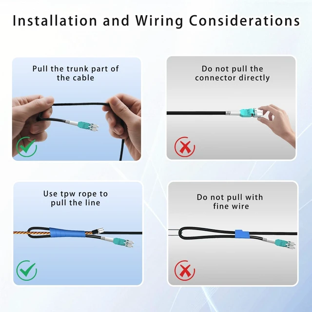Alt view image 5 of 7 - 37M/121FT OM3/OM4 LC to LC Outdoor Armored Fiber Optic Patch Cable, Multimode Duplex 50/125m, 10Gb/40Gb/100Gb, Industrial TPU Jacket, Direct Burial, Uniboot, MMF, OD 5mm, Pulling Eye Kit Installed