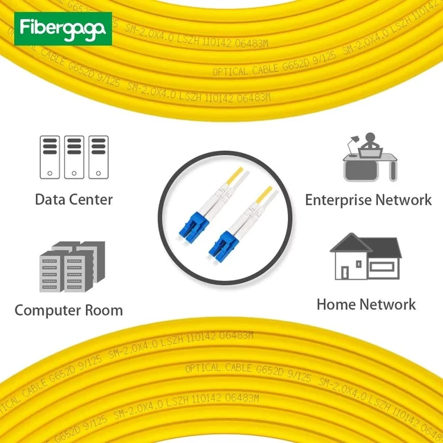 Alt view image 3 of 6 - OS2 LC to LC Fiber Patch Cable Single Mode Duplex, 100m(328ft) Fiber Optic Cable, SM Singlemode, 9/125µm, 2.0mm Diameter, OS1/OS2 Compatible, LSZH Jacket, OS1/OS2 Compatible