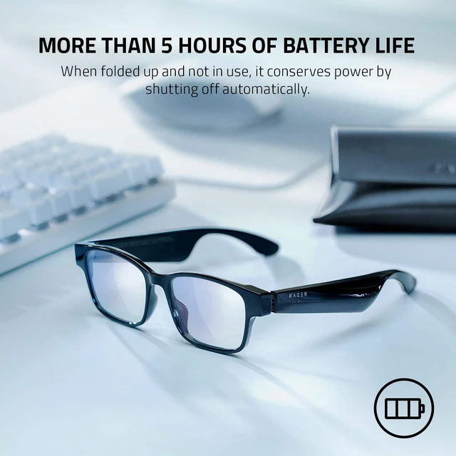 Alt view image 5 of 6 - Anzu Smart Glasses: Blue Light Filtering & Polarized Sunglass Lenses - Low Latency Audio - Built-in Mic & Speakers - Touch & Voice Assistant Compatible - 5hrs Battery - Rectangle/Small