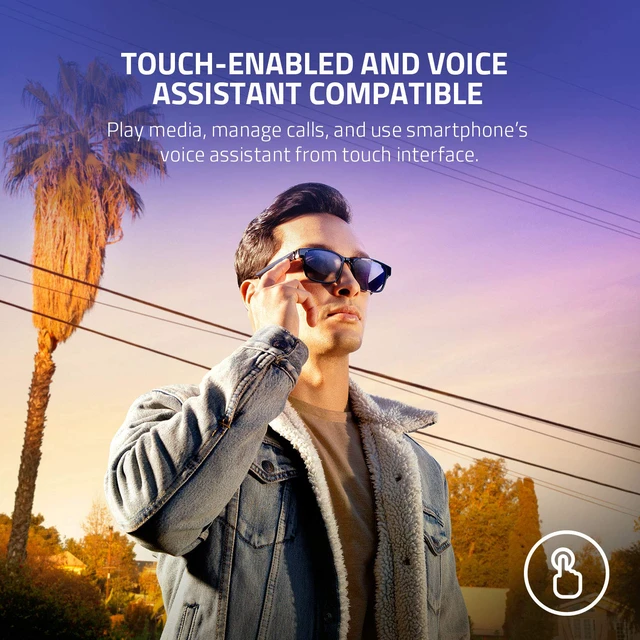 Alt view image 4 of 6 - Anzu Smart Glasses: Blue Light Filtering & Polarized Sunglass Lenses - Low Latency Audio - Built-in Mic & Speakers - Touch & Voice Assistant Compatible - 5hrs Battery - Rectangle/Small