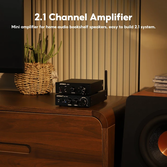Alt view image 6 of 7 - A07 Pro Bluetooth 5.2 Amplifier 300Wx2 Class D Stereo Amp TPA3255 Desktop Receiver with Bass/Treble Tone Controls.Class D Integrated Amp for passive speakers & 2.0/2.1 home theater