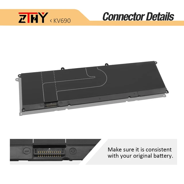 Alt view image 4 of 7 - KV690 Laptop Battery Replacement for Dell Precision 5680 Precision 5690 6D2HW 06D2HW N7KV9 0N7KV9 WPYCV 0WPYCV 11.55V 8399mAh 99.5Wh 6-Cell