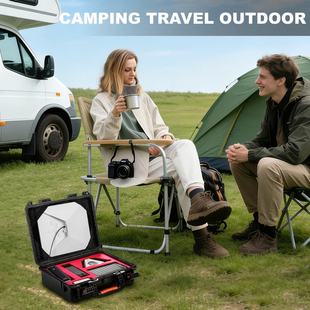 Alt view image 6 of 7 - Starlink Mini Case, IP67 Waterproof Hard Travel Carrying Case for Starlink Mini with In-Case Operation for Outdoor Travel and Camping