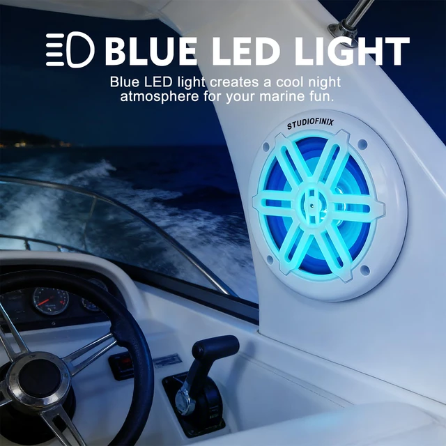 Alt view image 4 of 4 - 6.5 Inch 700W Marine Speakers with LED Lights -2 Way Weather Resistant Boat Speakers Perfect for Boats, ATVs, UTVs Pair,White