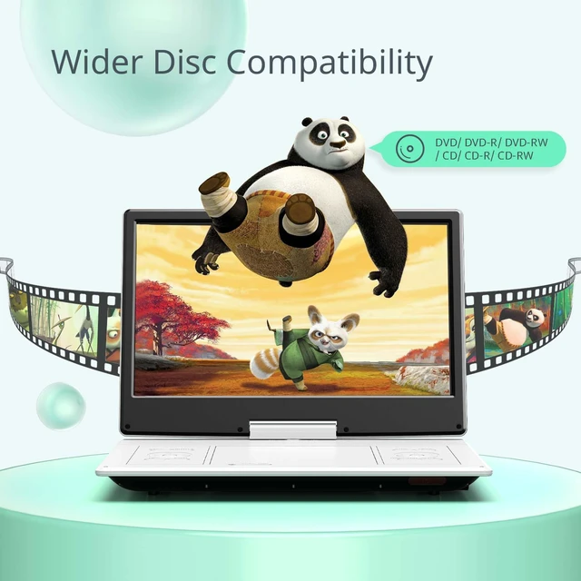 Alt view image 3 of 7 - 16.9" Portable DVD Player, 14.1" HD Screen, Easy Setup Elderly-Friendly, Just Insert and Play, Enjoy Clear Picture Quality, All-Region Playback, Headphone Jack, Not Support Blu-ray