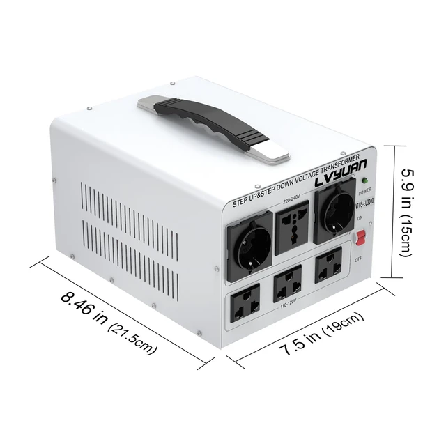 Alt view image 6 of 7 - 3000W Step Up & Down Voltage Transformer 110/120V to 220/240V 6 multi-socket(3US+2EU+1Universal), resettable MCB breaker, 8-fold safety shield, pure copper toroidal coil,CE&FCC certified