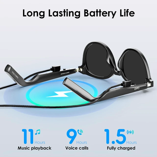 Alt view image 7 of 7 - AI Smart Sunglasses, Real-Time Translation, Bluetooth Open Ear Audio For Business Meetings Travel & Daily Use, Languages Translation, ChatGPT,IPX4 Waterproof, Bluetooth 5.4, 11H Playtime