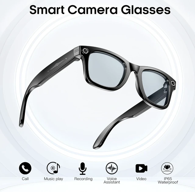 Alt view image 4 of 6 - AI Smart Camera Glasses for Men Women, 4K Photography,1080P HD Video Recording,Real-Time Translation, Open-Ear Audio,Voice Assistant, Lightweight