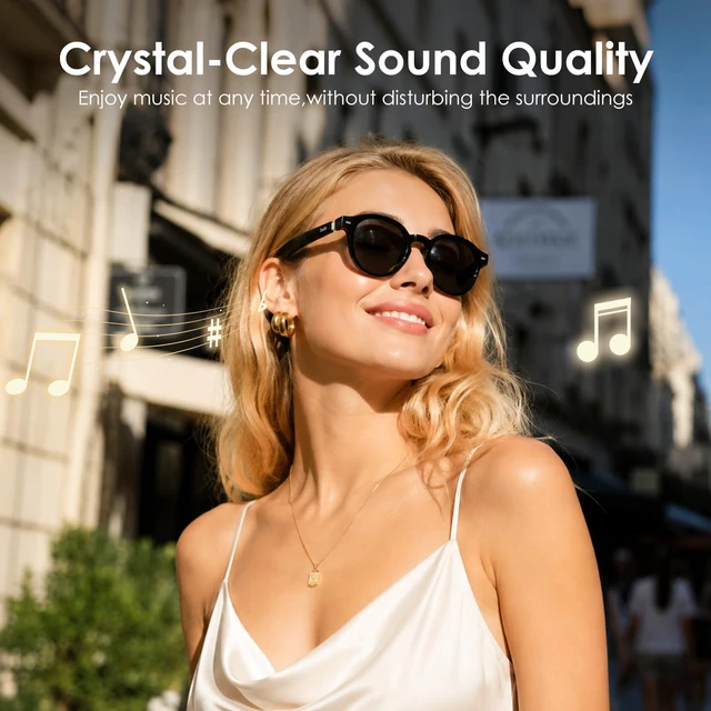 Alt view image 3 of 7 - AI Smart Sunglasses, Real-Time Translation, Bluetooth Open Ear Audio For Business Meetings Travel & Daily Use, Languages Translation, ChatGPT,IPX4 Waterproof, Bluetooth 5.4, 11H Playtime