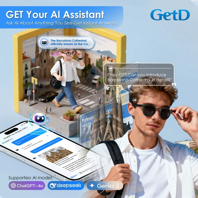 Alt view image 5 of 7 - AI Smart Sunglasses, Real-Time Translation, Bluetooth Open Ear Audio For Business Meetings Travel & Daily Use, Languages Translation, ChatGPT,IPX4 Waterproof, Bluetooth 5.4, 11H Playtime