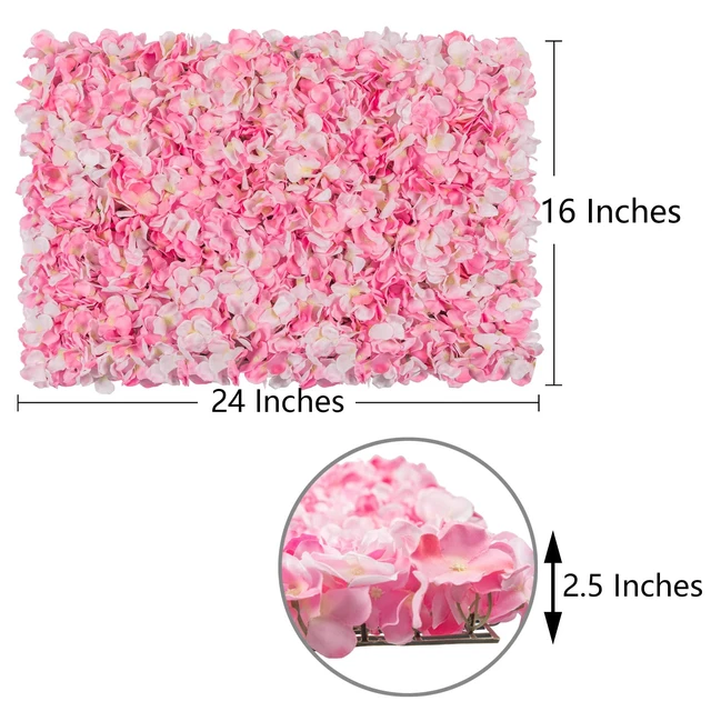 Alt view image 3 of 4 - Flower Wall Panel Set, U'Artliens Artificial Wall Flower Backdrop 24x16 Inch 3D Silk Hydrangea Rose Floral Panel for Photo Background Home Party Wedding Backdrop Decoration (4pcs, Pink)