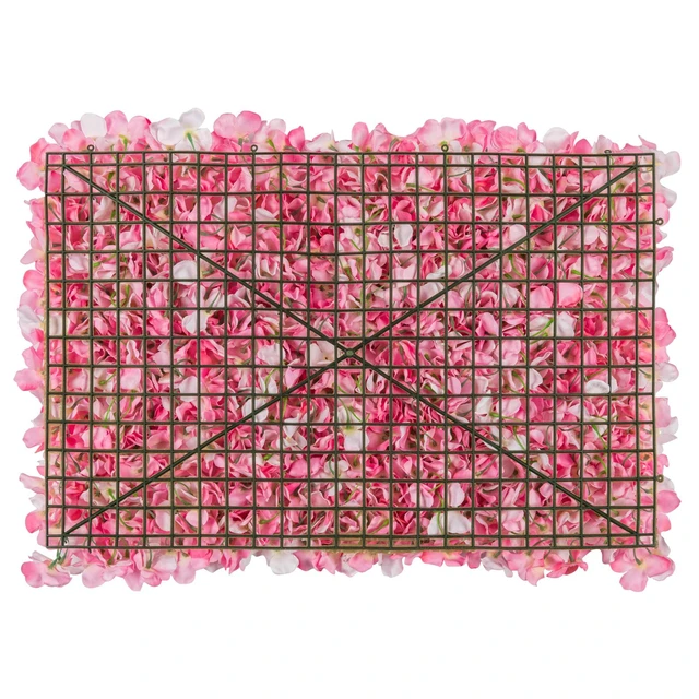 Alt view image 5 of 7 - Artificial Flower Wall Panel 4 Pcs Silk Floral Backdrop Pink Dense 3D Hydrangea Arrangement, Durable Easy Install, for Wedding Birthday Holiday Party Livingroom Bedroom Dining Room