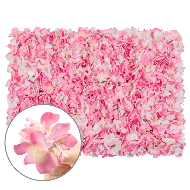 Alt view image 6 of 7 - Artificial Flower Wall Panel 4 Pcs Silk Floral Backdrop Pink Dense 3D Hydrangea Arrangement, Durable Easy Install, for Wedding Birthday Holiday Party Livingroom Bedroom Dining Room
