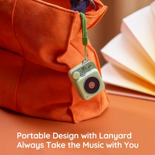 Alt view image 2 of 7 - Mini Bluetooth Speaker, Button Retro Portable Wireless Speaker Small Cute Design with Loud Volume Great Sound, Includes Lanyard & Gift Bag, Perfect for Desk, Room Decor and Vintage Gift
