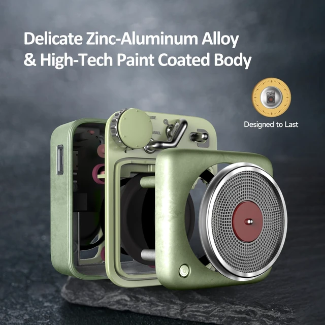 Alt view image 3 of 7 - Mini Bluetooth Speaker, Button Retro Portable Wireless Speaker Small Cute Design with Loud Volume Great Sound, Includes Lanyard & Gift Bag, Perfect for Desk, Room Decor and Vintage Gift
