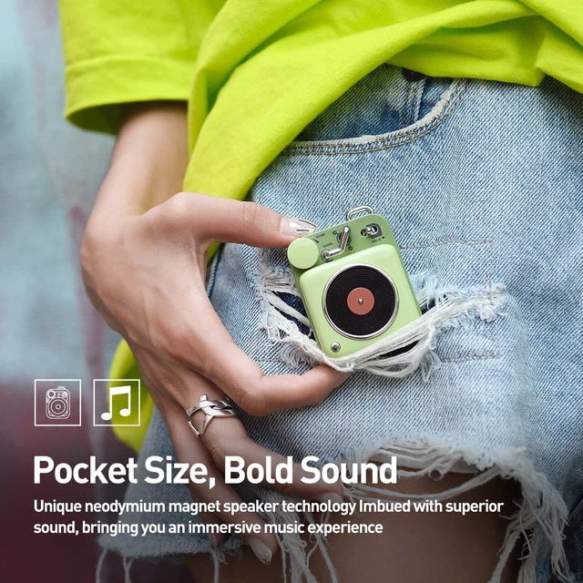 Alt view image 4 of 7 - Mini Bluetooth Speaker, Button Retro Portable Wireless Speaker Small Cute Design with Loud Volume Great Sound, Includes Lanyard & Gift Bag, Perfect for Desk, Room Decor and Vintage Gift
