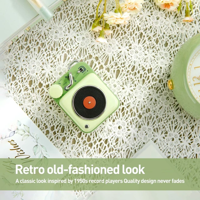 Alt view image 5 of 7 - Mini Bluetooth Speaker, Button Retro Portable Wireless Speaker Small Cute Design with Loud Volume Great Sound, Includes Lanyard & Gift Bag, Perfect for Desk, Room Decor and Vintage Gift