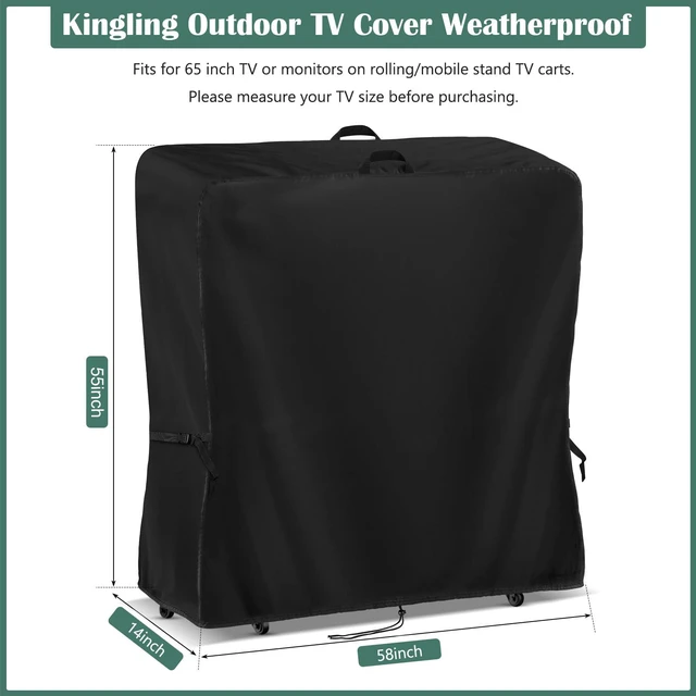 Alt view image 2 of 7 - Outdoor TV Cover 58 Inch Weatherproof for 65 Inch TV Waterproof Outdoor TV Stand Covers For Mobile TV Carts Stand, TV Screen Protection Covers For Outside- 58L x 14W x 55H
