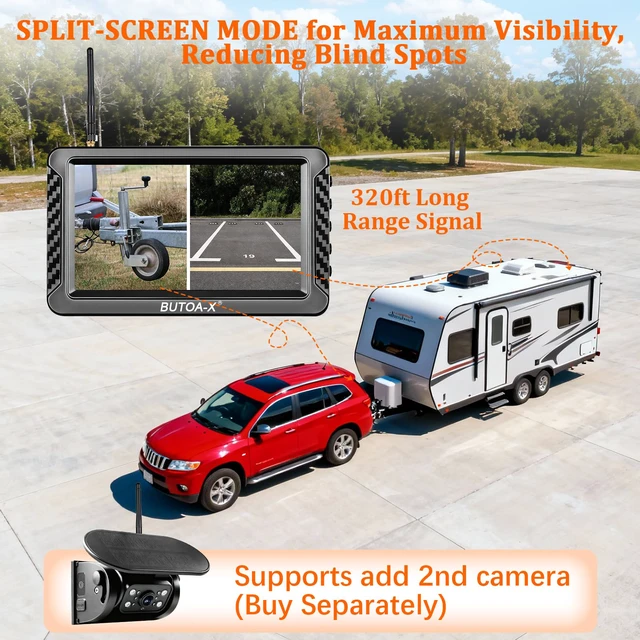 Alt view image 7 of 7 - X5 Magnetic Solar Wireless Backup Camera with 5" HD Monitor, 1-Min Zero-Install for RV Truck Trailer, 320ft Signal Range, 15000mAh Battery & 5W Solar Panel Back Up Camera