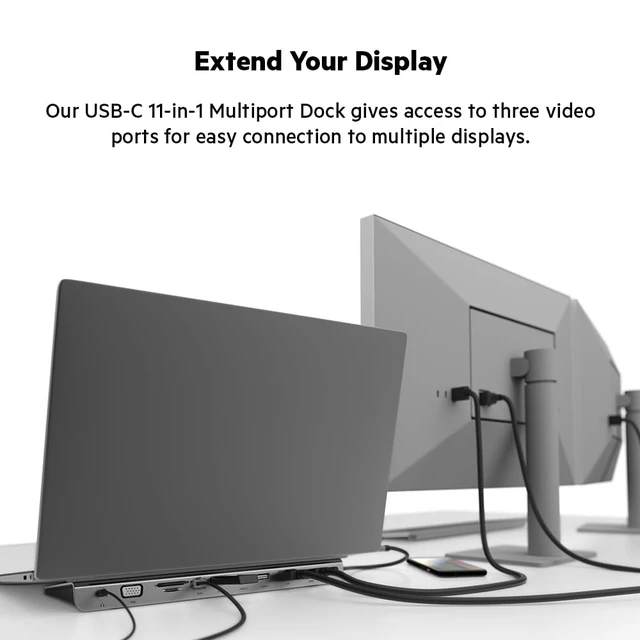 Alt view image 5 of 6 - USB C Hub, 11-in-1 Multi-Port Laptop Dock with 4K HDMI, DP, VGA, USB C Docking Station with 100W Power Delivery, USB A, Gigabit Ethernet, SD, MicroSD, 3.5mm Port For MacBook Pro, Air and More