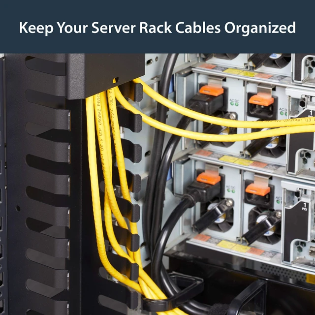 Alt view image 4 of 6 - 3ft (1m) Vertical Cable Management Duct with Cover - 0U Open Slot Finger Duct Wire Raceway for 19 Inch Server Rack - Slotted Cord Channel (CMVER20UF)