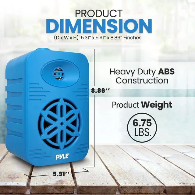 Alt view image 4 of 7 - Usa Indoor Outdoor Speakers Pair - 500 Watt Dual Waterproof 5.25 2-Way Full Range System w/ 1/2 High Compliance Polymer Tweeter - in-Home, Boat, Marine, Deck, Patio, Poolside (Blue) - PDWR55BL