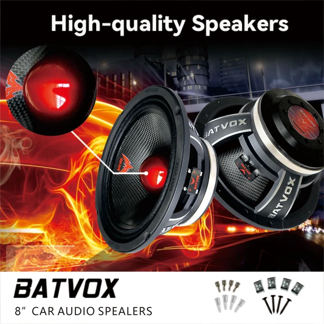 Alt view image 2 of 7 - MX80S1 Loudspeaker 8 Inch Midrange 600 Watts 4 Ohms Red Bullet, Premium Quality Audio Door Speakers for Car or Truck Stereo Sound System, Black (1 Speaker)
