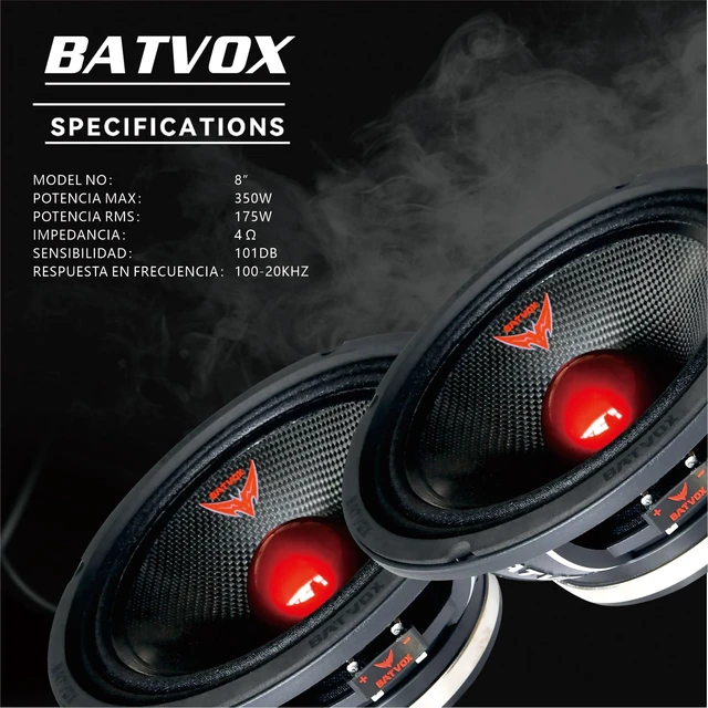 Alt view image 3 of 7 - MX80S1 Loudspeaker 8 Inch Midrange 600 Watts 4 Ohms Red Bullet, Premium Quality Audio Door Speakers for Car or Truck Stereo Sound System, Black (1 Speaker)
