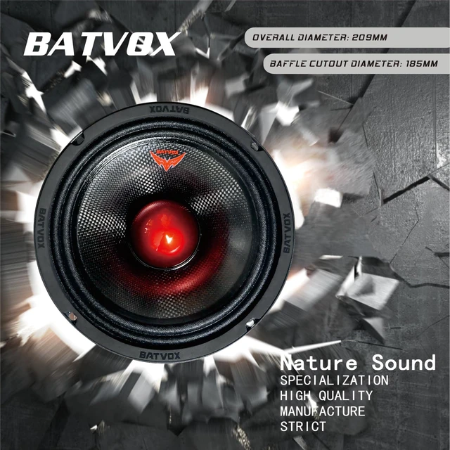 Alt view image 4 of 7 - MX80S1 Loudspeaker 8 Inch Midrange 600 Watts 4 Ohms Red Bullet, Premium Quality Audio Door Speakers for Car or Truck Stereo Sound System, Black (1 Speaker)