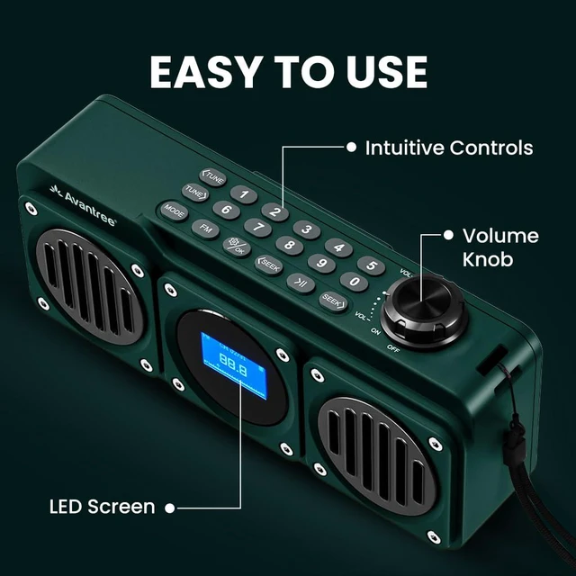 Alt view image 7 of 7 - BoomByte - Portable FM Radio & Bluetooth Speaker with Stereo Sound Long Rechargeable Playtime, Micro SD Card & USB Audio Input, MP3 Player, Metal Finish, Easy to Use, Blue