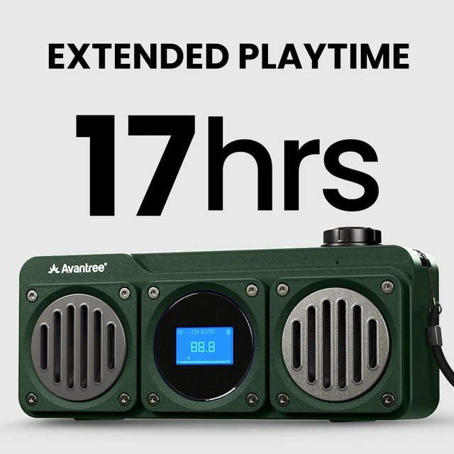Alt view image 5 of 7 - BoomByte - Portable FM Radio & Bluetooth Speaker with Stereo Sound Long Rechargeable Playtime, Micro SD Card & USB Audio Input, MP3 Player, Metal Finish, Easy to Use, Green