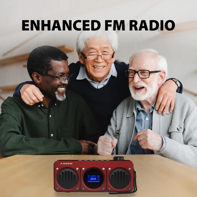 Alt view image 4 of 7 - BoomByte - Portable FM Radio & Bluetooth Speaker with Stereo Sound Long Rechargeable Playtime, Micro SD Card & USB Audio Input, MP3 Player, Metal Finish, Easy to Use, Red