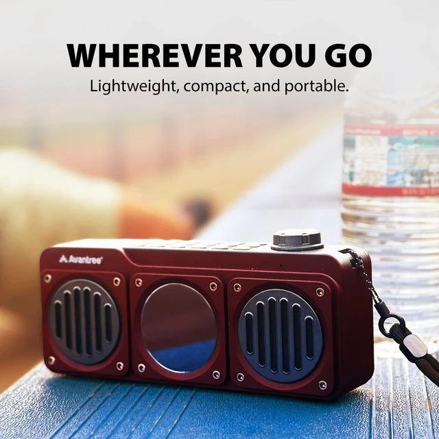 Alt view image 6 of 7 - BoomByte - Portable FM Radio & Bluetooth Speaker with Stereo Sound Long Rechargeable Playtime, Micro SD Card & USB Audio Input, MP3 Player, Metal Finish, Easy to Use, Red