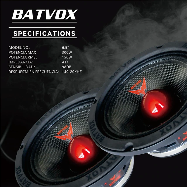 Alt view image 3 of 7 - MX65S1 Loudspeaker 6.5 Inch Midrange 600 Watts 4 Ohms Red Bullet, Premium Quality Audio Door Speakers for Car or Truck Stereo Sound System, Black (1 Speaker)