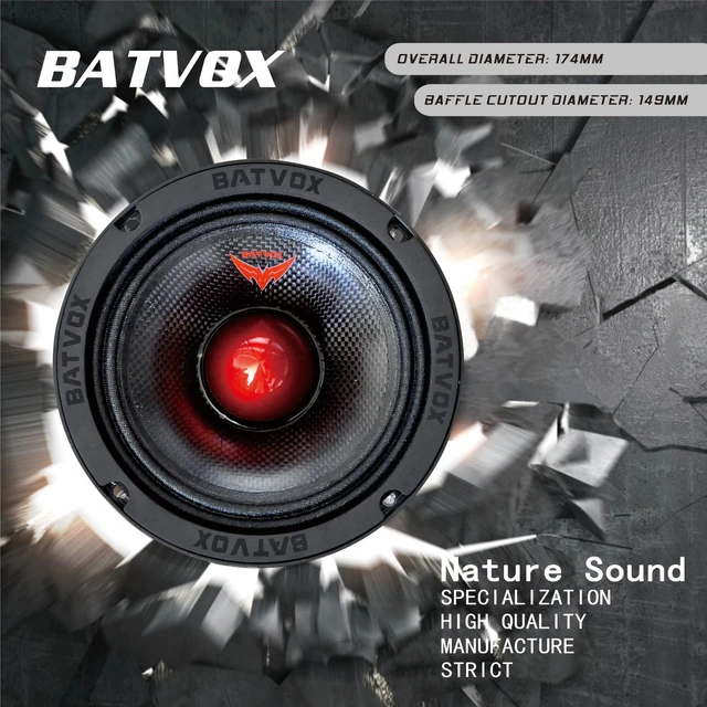 Alt view image 4 of 7 - MX65S1 Loudspeaker 6.5 Inch Midrange 600 Watts 4 Ohms Red Bullet, Premium Quality Audio Door Speakers for Car or Truck Stereo Sound System, Black (1 Speaker)