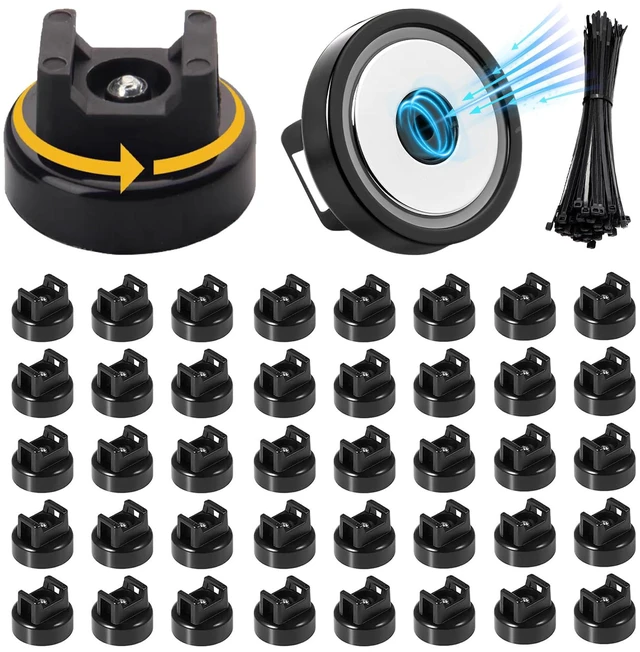 Main image of 40 Pcs zbab1 Magnetic Zip Tie Mount Base, 35LBS Strong Magnetic Wire Holder & Cable Clips,Magnetic cable management for cars, offices, homes, and boats Diameter 25mm