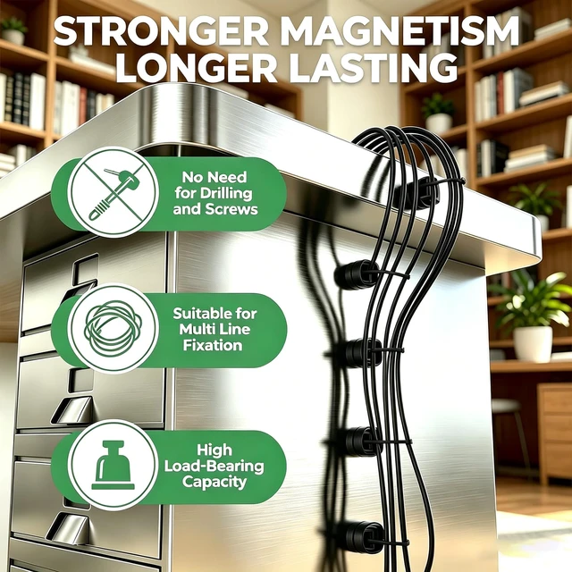 Alt view image 2 of 7 - 40 Pcs zbab1 Magnetic Zip Tie Mount Base, 35LBS Strong Magnetic Wire Holder & Cable Clips,Magnetic cable management for cars, offices, homes, and boats Diameter 25mm