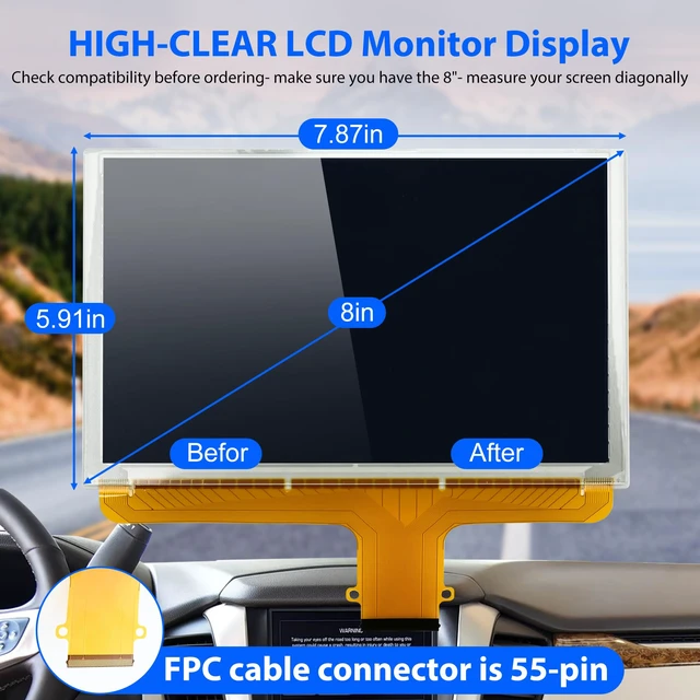 Alt view image 3 of 7 - 8" DJ080PA-01A LCD Touch Screen Replacement, Digitizer Screen Radio, Compatible withs Chevy, Suburban, Tahoe, Colorado, Silverado, GMC Yukon, Canyon, Sierra, Acadia.etc Mylink 8-inch Touchscreen
