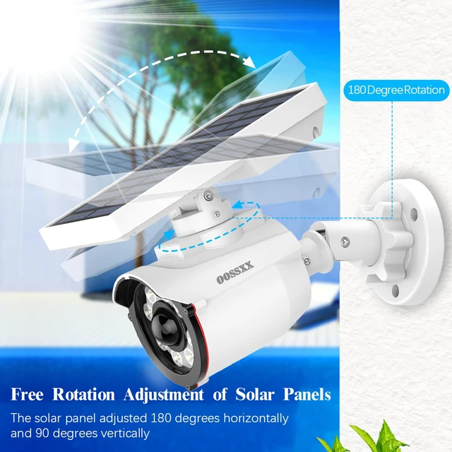 Alt view image 2 of 7 - Solar Powered Outdoor Wireless Simulated Cameras Fake Camera, 4Pack Wire Free Motion Sensor Brightest Floodlights Spot Lighting Spotlight Defiant Activated Detector