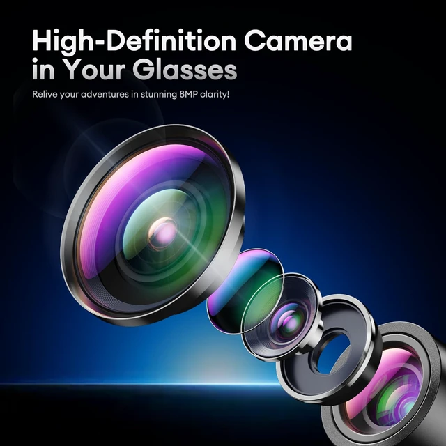 Alt view image 4 of 7 - AI Smart Glasses with Camera, 1080P HD Bluetooth Translation Camera Glasses Dual Mic ENC Noise Reduction, Blue Light Filtering Lenses, Real Time Translation Glasses for Men & Women, Travel, Work, Vlog
