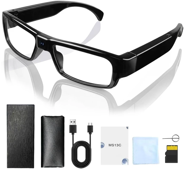 Main image of Camera Glasses 1080P HD Video Recording Smart Glasses with Audio, Wearable POV Camera for Men Women, Hands-Free Recording for Sports Vlogging Outdoor, (128GB SD Card Included)