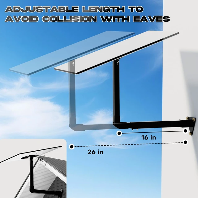 Alt view image 2 of 7 - 26-Inch Adjustable Starlink Wall Mount Kit for Standard 4/4X (Gen 3) Designed for Long Eaves; Aluminum Alloy Mount with Aluminum Adapter Included; Compatible with Starlink Standard V3/V4 Dish