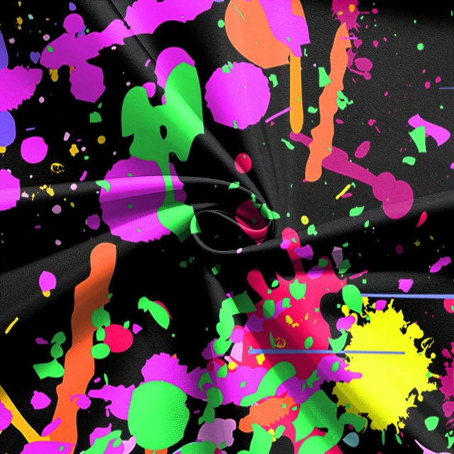 Alt view image 4 of 7 - 15x8Ft Neno Glow in The Dark Birthday Backdrops Colorful Graffiti Splash Paint Party Background Slime Happy Birthday Black Light Sleppover Party Decorations Birthday Banner