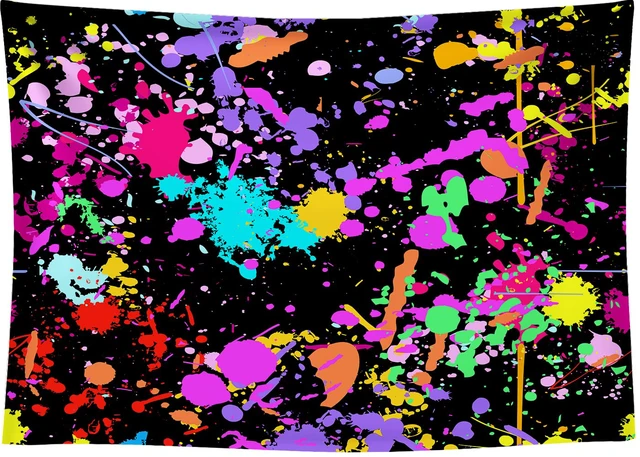 Alt view image 7 of 7 - 15x8Ft Neno Glow in The Dark Birthday Backdrops Colorful Graffiti Splash Paint Party Background Slime Happy Birthday Black Light Sleppover Party Decorations Birthday Banner